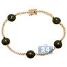 Womens Diamond Green Evil Eye Bracelet 14K Yellow Gold 0.85 ct