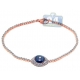 14K Rose Gold 1.01 ct Diamond Evil Eye Station Womens Bracelet