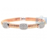 Womens Diamond Station Cuff Bracelet 14K Rose Gold 0.54 ct 6.5"