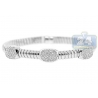 Womens Diamond Station Cuff Bracelet 14K White Gold 0.54 ct 6.5"