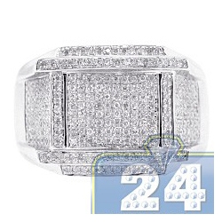 14K White Gold 0.75 ct Pave Diamond Mens Ring