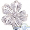 14K White Gold 1.58 ct Diamond Womens Flower Cocktail Ring