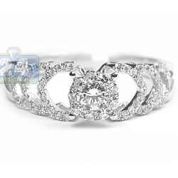 14K White Gold 0.57 ct Diamond Openwork Vintage Engagement Ring