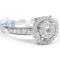 14K White Gold 0.59 ct Round Halo Diamond Engagement Ring