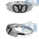 14K White Gold 0.77 ct Black Diamond Double Heart Womens Ring