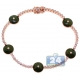 14K Rose Gold 0.85 ct Diamond Green Evil Eye Womens Bracelet