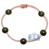 Womens Diamond Green Evil Eye Bracelet 14K Rose Gold 0.85 ct