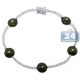 14K White Gold 0.85 ct Diamond Green Evil Eye Womens Bracelet