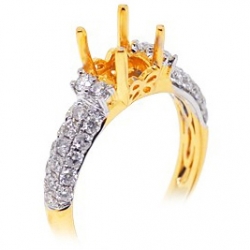 18K Yellow Gold 0.96 ct Diamond Semi Mount Engagement Ring
