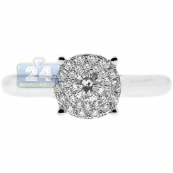 14K White Gold 0.37 ct Diamond Cluster Engagement Ring