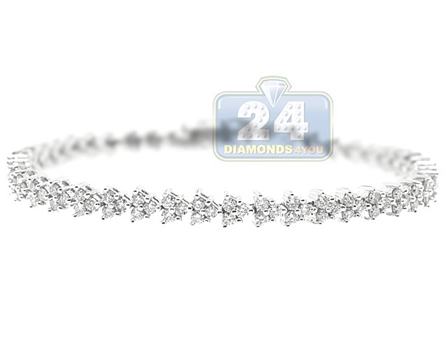 3.00ct VS/FG Elegant Round Diamond Cluster Tennis Necklace - Diamond Heaven