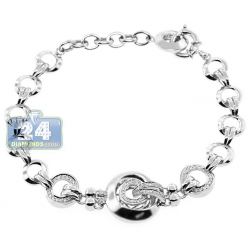 Womens Diamond Buckle Link Bracelet 14K White Gold 0.43 ct 9"