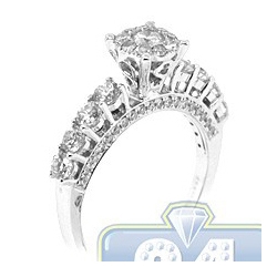 14K White Gold 1.51 ct Multi Diamond Womens Vintage Engagement Ring