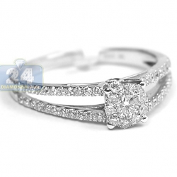 14K White Gold 0.58 ct Diamond Openwork Engagement Ring
