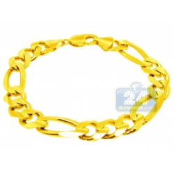 Solid 10K Yellow Gold Figaro Link Mens Bracelet 13 mm 9 Inches