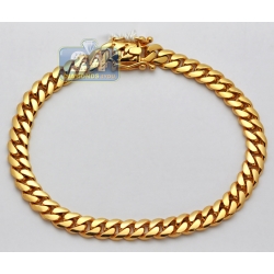 14K Yellow Gold Miami Cuban Link Mens Bracelet 7 mm 10 Inches