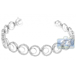 14K White Gold 1.60 ct Diamond Circle Link Womens Bracelet