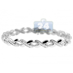 14K White Gold 0.73 ct Diamond X Link Womens Bracelet