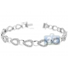 Womens Diamond Pear Shape Link Bracelet 14K White Gold 1.00 ct