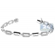 14K White Gold 0.80 ct Diamond Oval Link Womens Bracelet