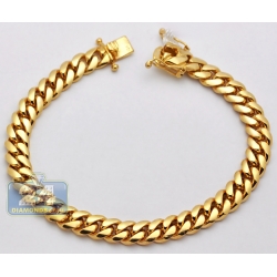 10K Yellow Gold Miami Cuban Link Mens Bracelet 9 mm 9 Inches