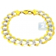 10K Two Tone Gold Curb Diamond Cut Mens Bracelet 12 mm 9 Inch