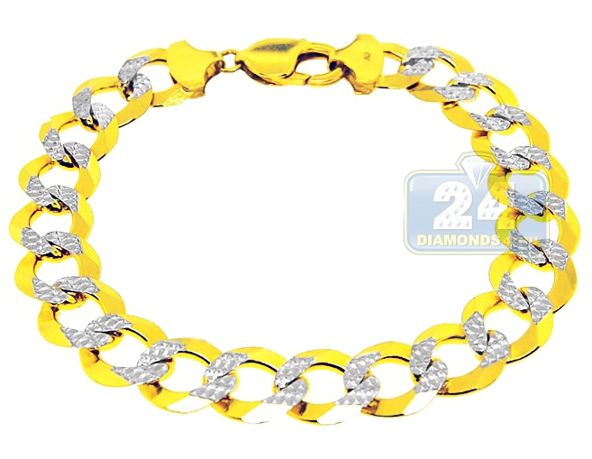 Diamond Cut Curb Link Bracelet Chain 10KT 2 Tone Gold  Jain Jewelry  Network