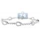 14K White Gold 1.10 ct Diamond Station Womens Tennis Bracelet