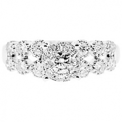 14K White Gold 0.78 ct Two Row Diamond Engagement Ring
