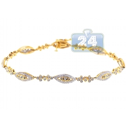 14K Yellow Gold 1.23 ct Diamond Evil Eye Womens Tennis Bracelet
