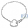 Womens Diamond Heart Tennis Bracelet 14K White Gold 0.88 ct 7"