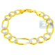 10K Two Tone Gold Figaro Link Mens Bracelet 12 mm 9 Inches
