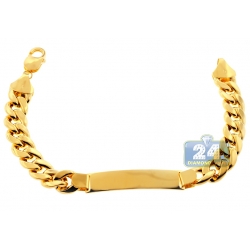 10K Yellow Gold Miami Cuban Link Mens ID Bracelet 11 mm 9 Inches