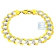 10K Two Tone Gold Curb Diamond Cut Bracelet 12 mm 9 1/4 Inches