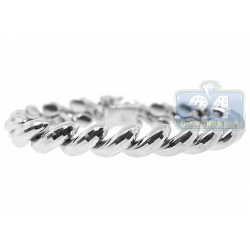 10K White Gold Twisted Link Womens Bracelet 11 mm 7 1/4 Inches