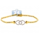 14K Yellow Gold 0.82 ct Diamond Heart Link Womens Bracelet