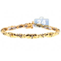 14K Yellow Gold 0.56 ct Diamond Link Womens Bracelet 5 mm