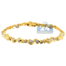 14K Yellow Gold 0.54 ct Diamond Fancy Link Womens Bracelet