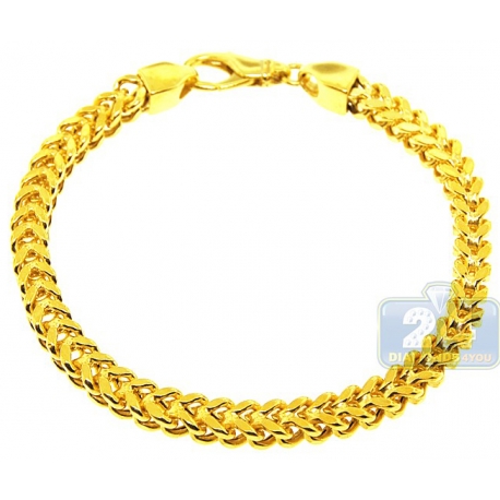 Real 10K Yellow Gold Franco Solid Link Mens Bracelet 6mm 9.25"