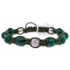 14K White Gold 2.00 ct Diamond Malachite Bead Adjustable Bracelet