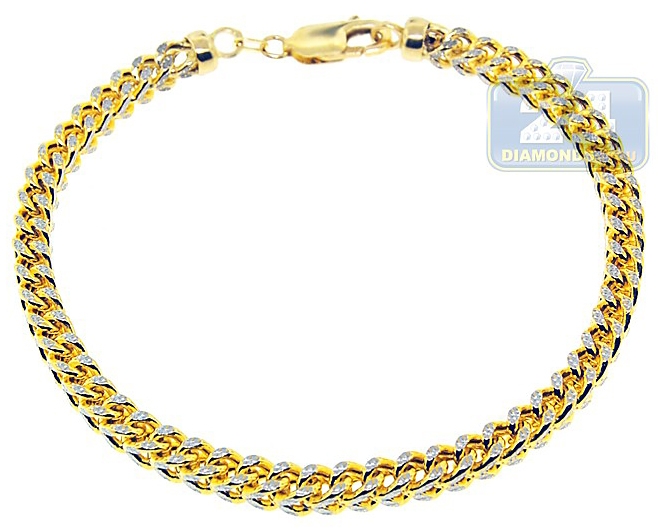 5mm Diamond Cut Franco Bracelet, 14K Gold Mens Bracelet, Solid Gold 8.5 Inches / Luxury Lobster Clasp