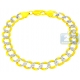 10K Two Tone Gold Curb Link Mens Bracelet 10 mm 8 Inches
