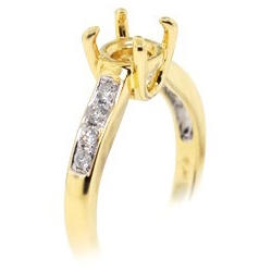 14K Yellow Gold 0.35 ct Round Diamond Semi Mount Engagement Ring