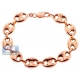 10K Rose Gold Mariner Puff Link Mens Bracelet 12 mm 8 1/4 Inches