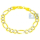 10K Two Tone Gold Figaro Diamond Cut Mens Bracelet 8 mm 8.5 Inch