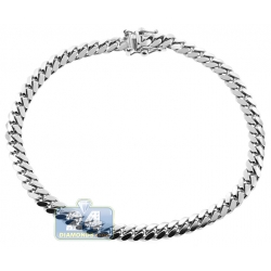 10K White Gold Solid Miami Cuban Mens Bracelet 5 mm 8 Inches