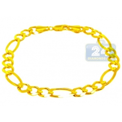 Solid 10K Yellow Gold Figaro Cuban Link Mens Bracelet 8mm 8.5"