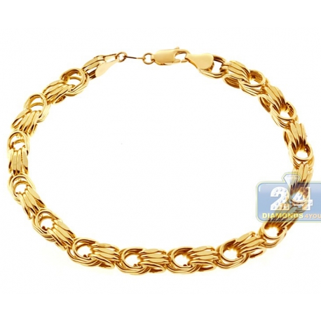 Italian 10K Yellow Gold Rolo Byzantine Mens Bracelet 6.5mm 9"