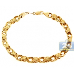 10K Yellow Gold Rolo Byzantine Mens Bracelet 6.5 mm 9 Inches