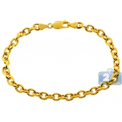 10K Yellow Gold Cable Puff Link Mens Bracelet 5.5 mm 8 3/4 Inches